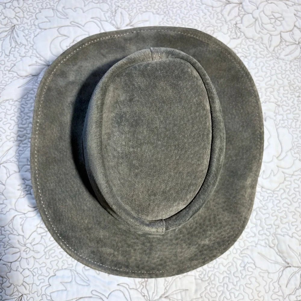 Walkabout Overlander Aussie Suede Leather Outback Hat Olive Green Size Small💛